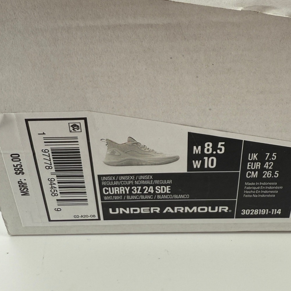 Under Armour Curry 3Z 24 Basketball Sneaker White Beige Suede M8.5/W10 3028191 - Picture 8 of 9